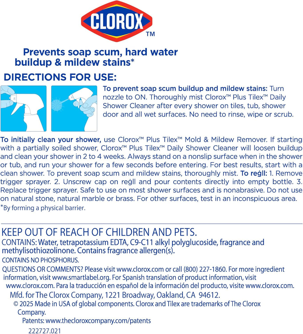 Clorox Plus Tilex Daily Shower Cleaner, 32 fl. oz., 3 Pack