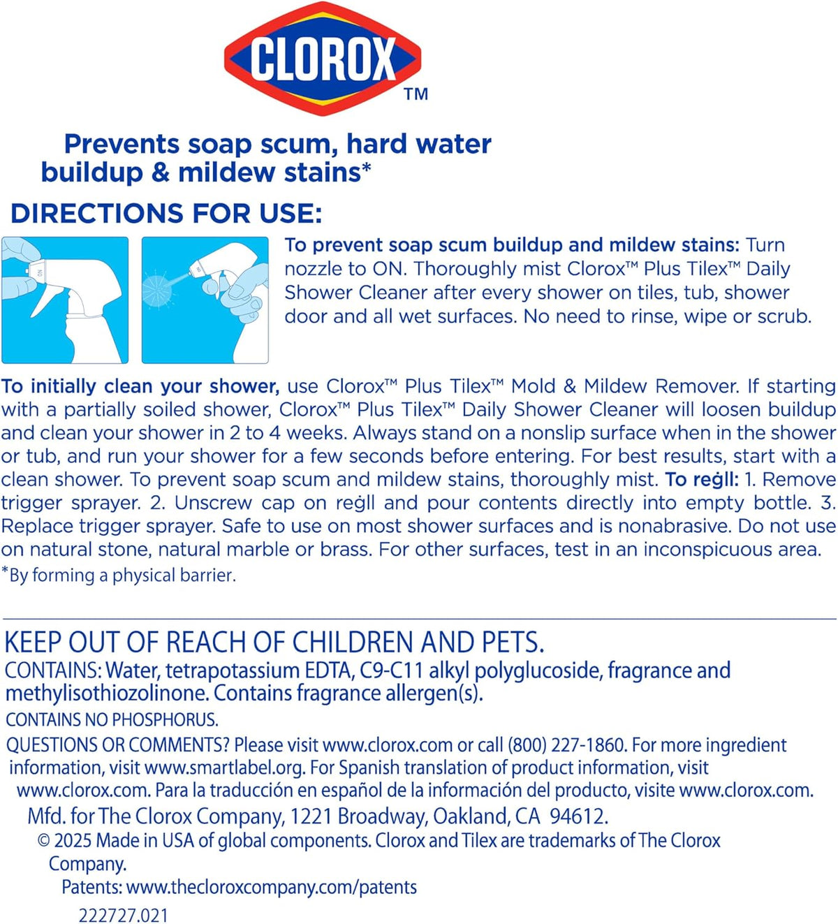 Clorox Plus Tilex Daily Shower Cleaner, 32 fl. oz., 3 Pack