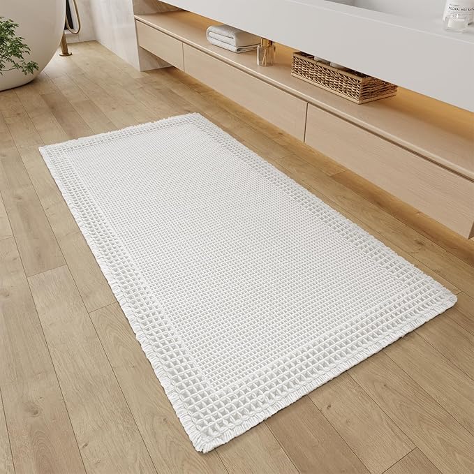 RESARE Waffle Bathroom Runner Rugs, Super Absorbent Bath Mat Non Slip Washable by Resare