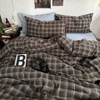 mixinni Full Comforter Set Men Boys Geometric Checkered Plaid Printed Bedding Comforter for All Season Soft Lightweight Bedding Set-Full Size