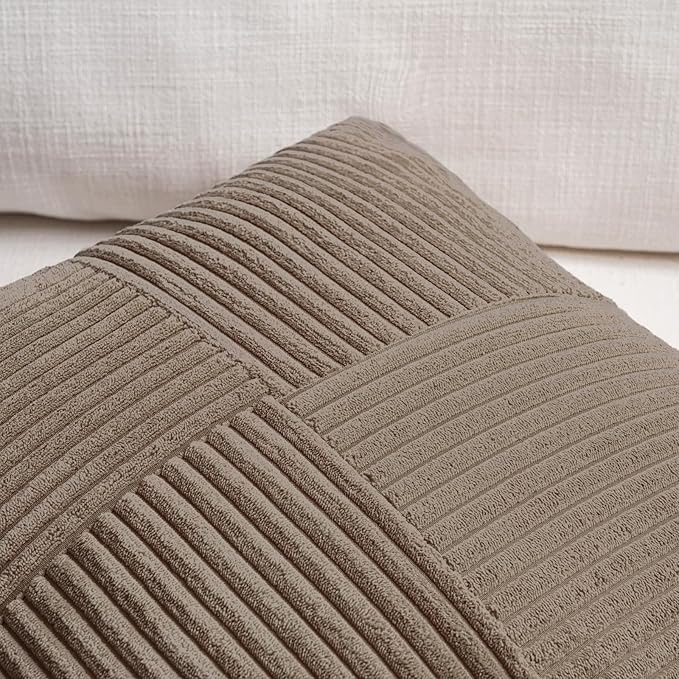Fancy Homi Set of 2 Light Brown Lumbar Decorative Throw Pillow Covers 16x26 Inch - Image 3