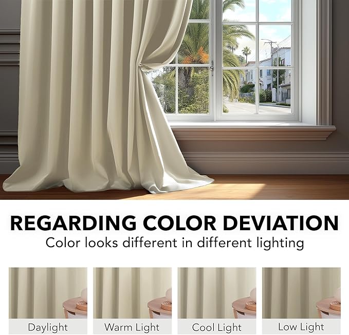 Deconovo Blackout Curtains, Thermal Insulated, W52 x L84 2 Panels, Back Tab - Image 6