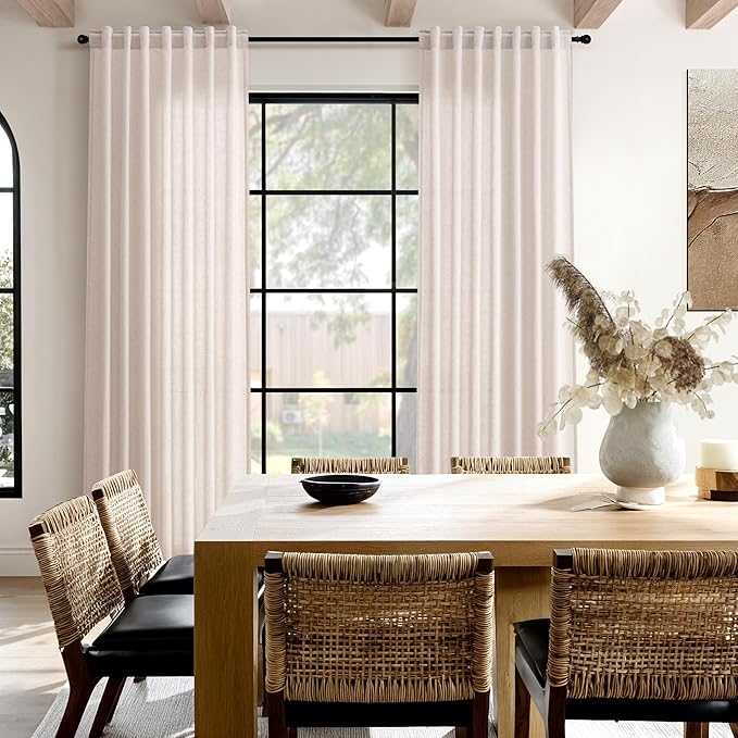 Nanspring Natural White Linen Curtains 96 Inches Long - Image 8