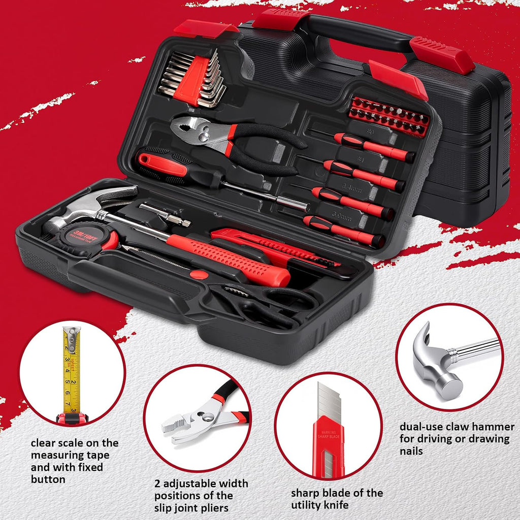 39-Piece Home Tool Set with Compact Case for Repairs and DIY
