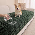 MYSKY HOME Couch Cover for Dogs, Plush Soft Sofa Cover Washable, Couch Covers for 3 Cushion Sofa Pet Friendly, Waterproof Non-Slip Durable Sofa Slipcover Furniture Protector, Moss Green, 35"x83"