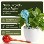 Besti Large Self Watering Globes for Plants Hands Free | Durable, Multicolored Glass Craftsmanship | Holds 380-400ml, Waters Plants Up to 2 Weeks