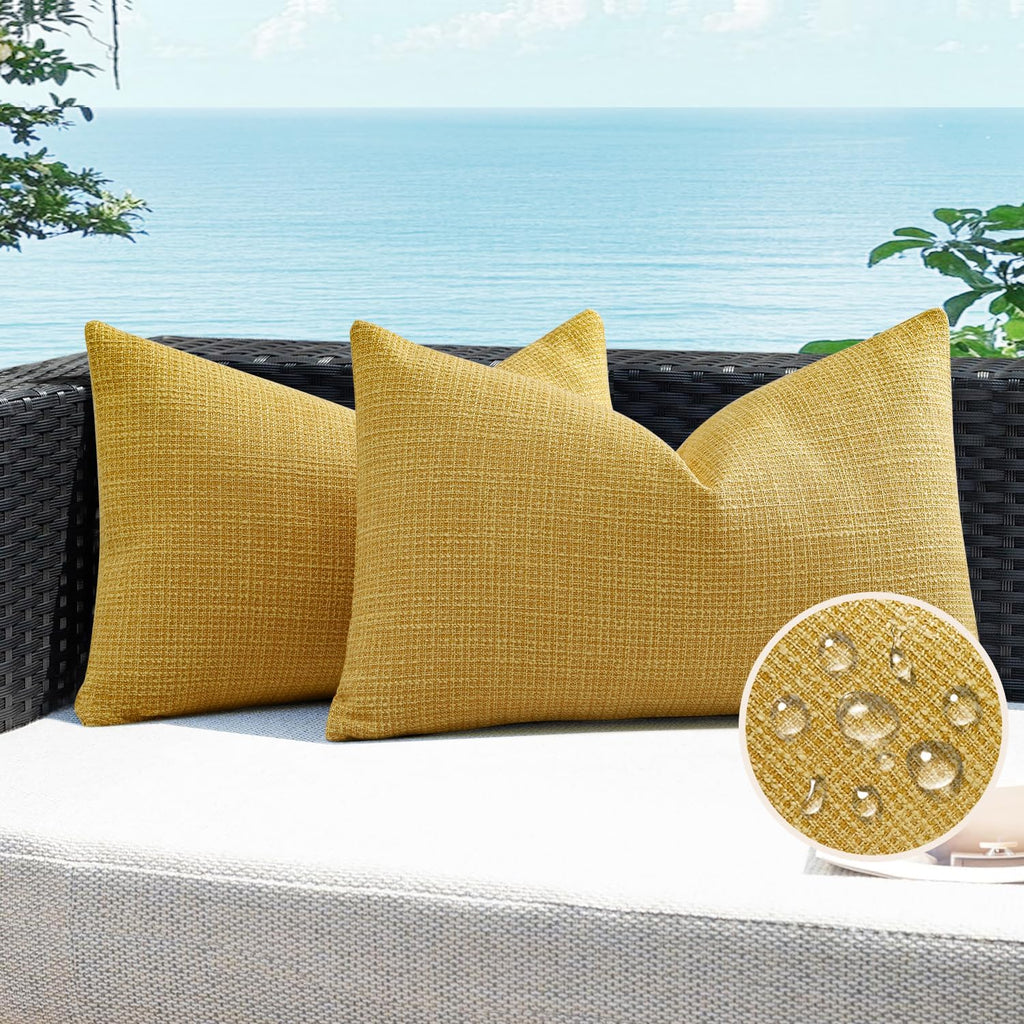 Artscope Outdoor Waterproof Throw Pillow Covers 18x18 Inch Decorative Linen Outdoor Pillows Cushion Case for Patio Couch Sofa - Turquoise