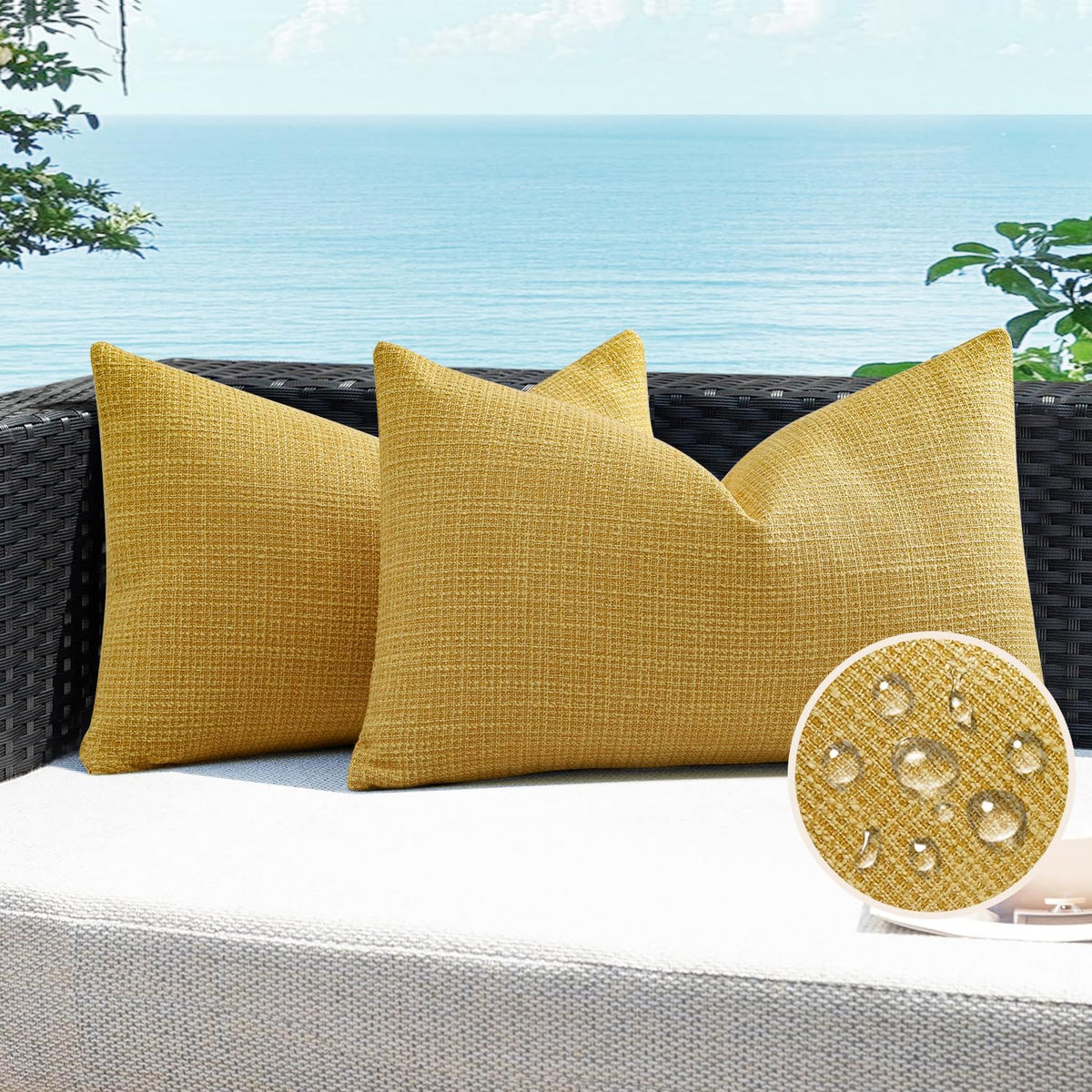 Artscope Outdoor Waterproof Throw Pillow Covers 18x18 Inch Decorative Linen Outdoor Pillows Cushion Case for Patio Couch Sofa - Turquoise