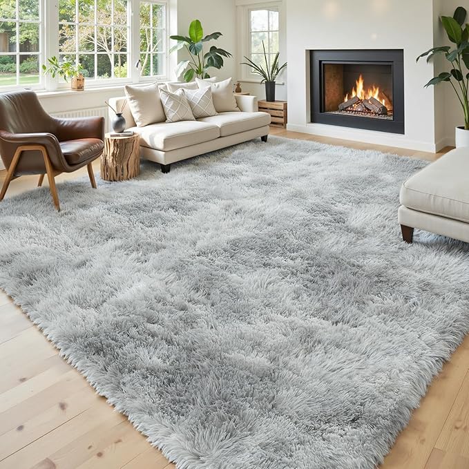 Area Rugs 10x14 Living Room, Shaggy Carpet Soft Plush Furry Bedside Rug Large by Junhejiamei