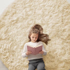 OLANLY Cream Round Rugs for Bedroom by OLANLY