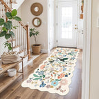 Washable 3x6 Hallway Runner Rug: Floral Scalloped Soft Runners by HYHAOYUNLAI