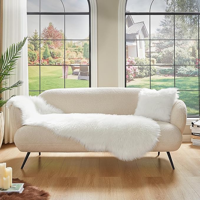 AMTOVO Faux Sheepskin Rug, 2 x 6 ft Faux Fur Rug - Image 2