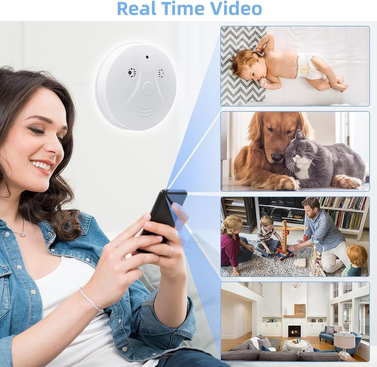 Security Camera Smoke Detector Hidden Camera 1080P HD Wireless WiFi Camera