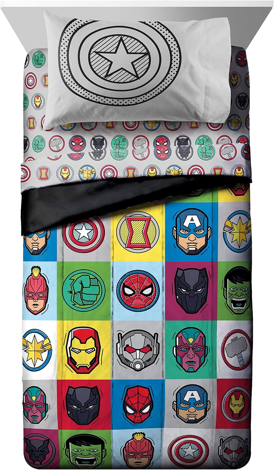 Marvel Avengers Iron Man Twin Comforter Set 5 Piece Kids Bedding, Multi