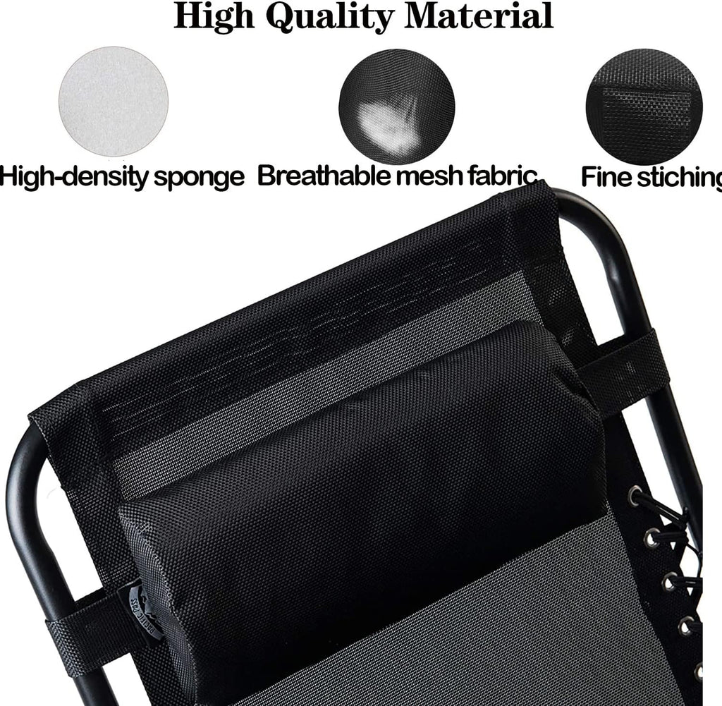 Ostlttyn Zero Gravity Chair Pillow Replacement, Black, 14.3x6.7x2.3 inches, Foam Fill, Modern Style, Head Support, Comfortable & Durable, Breathable Fabric, Removable Cover