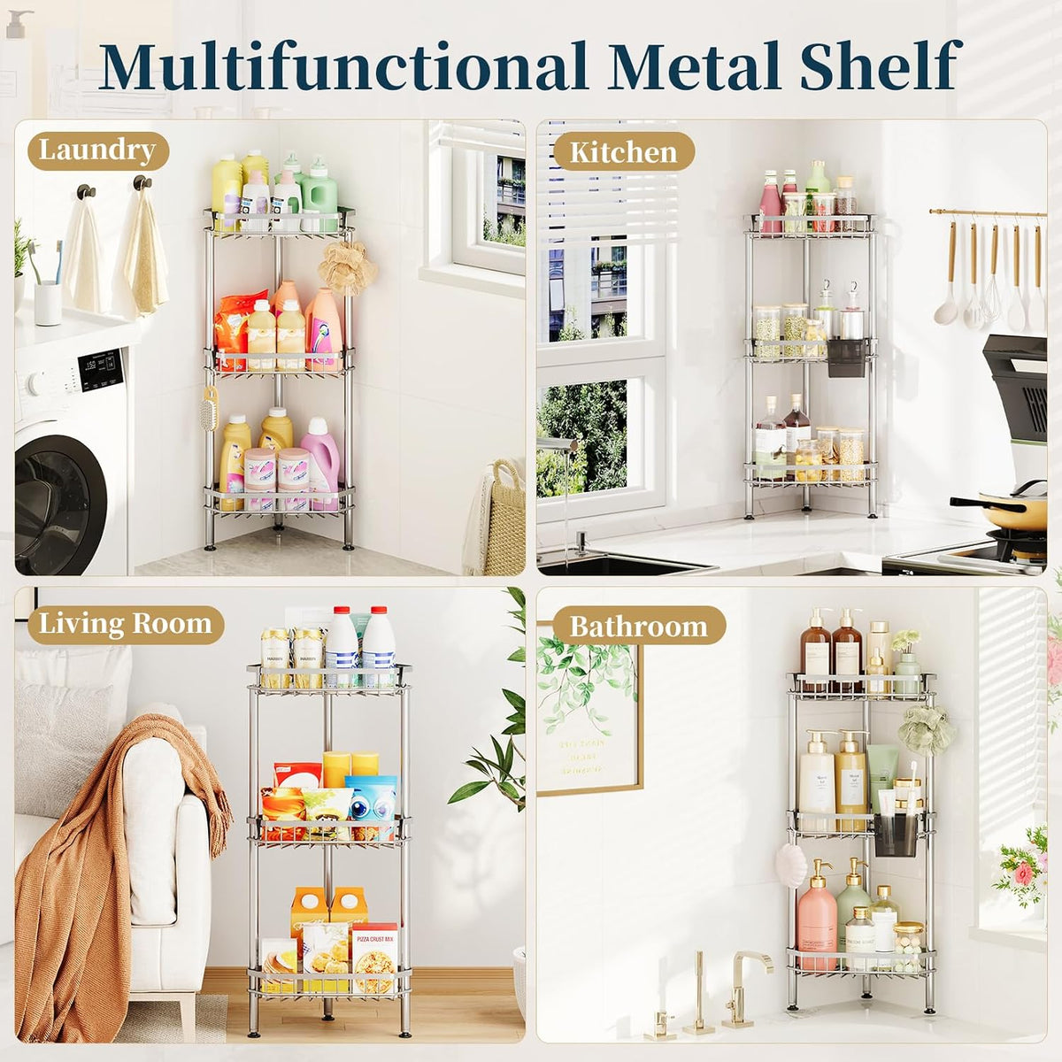 Corner Shower Caddy Stand - Rustproof Bathroom Organizer&Storage