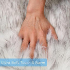 duduta White Black Faux Sheepskin Throw Rug 2x3 ft, Fluffy Shag Fur Chair Cover - Image 2