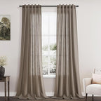 Dark Taupe Flax Linen Curtains 90 Inches Long by Nanspring