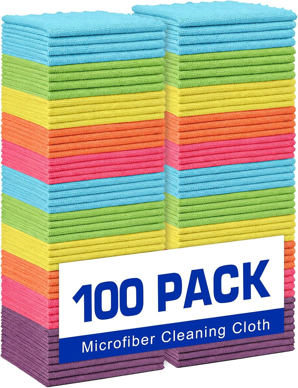 Orighty Microfiber Cleaning Cloth Bulk, 100 Pack Cleaning Rags, 12 x 11 in