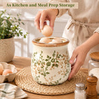 Large Green Floral Ceramic Utensil Holder for Kitchen Counter Utensil Crock