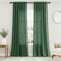 Nanspring Green Boho Curtains for Bedroom Back Tab Rod Pocket Semi Sheer Linen by Nanspring