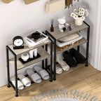 Narrow Side Table, 2-Tier Small End Table, Slim Nightstand