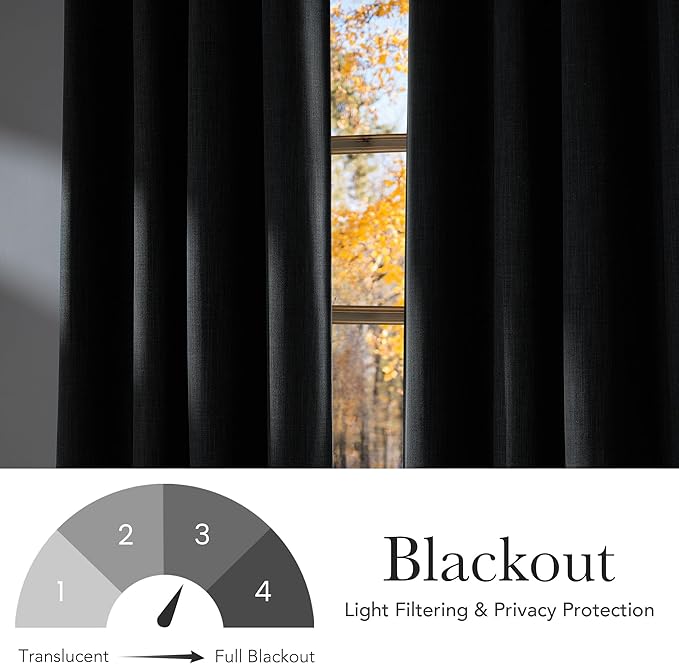 NICETOWN Charcoal Gray Faux Linen Room Darkening Rod Pocket Curtains 63 inch - Image 6