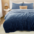 BEDELITE Fleece Queen Comforter Set, Fluffy Bed Set, Blue Ombre