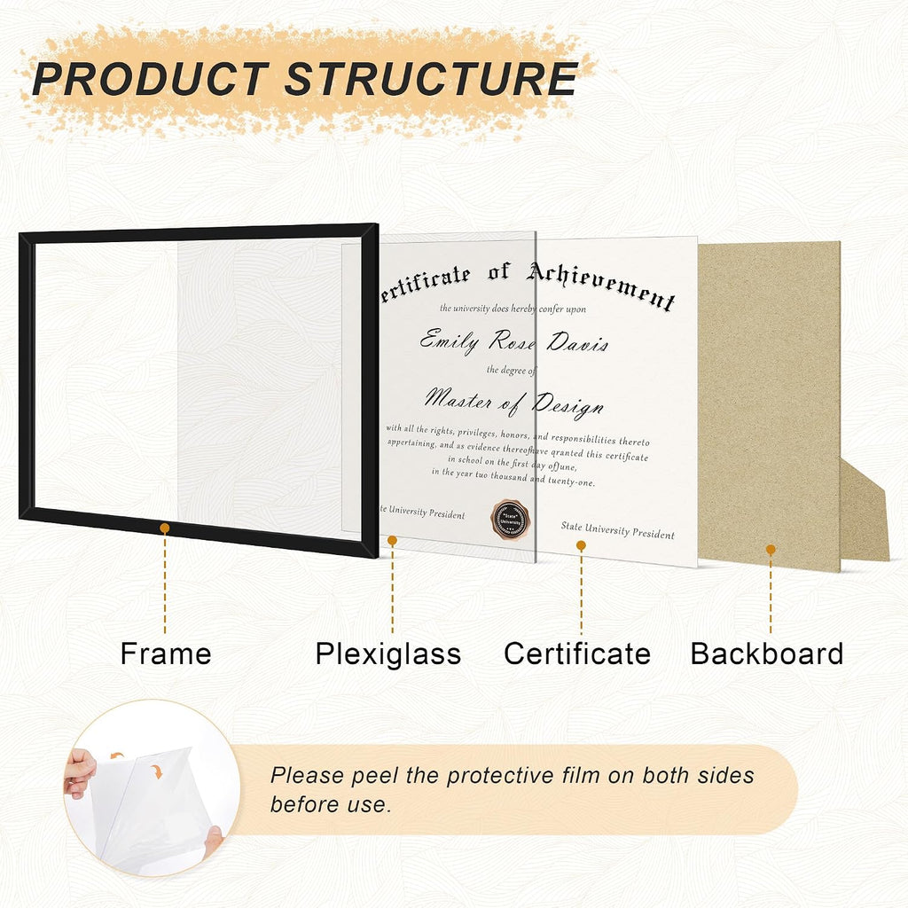 8.5x11 Picture Frame 5 Pack, Black Certificate Document Frames