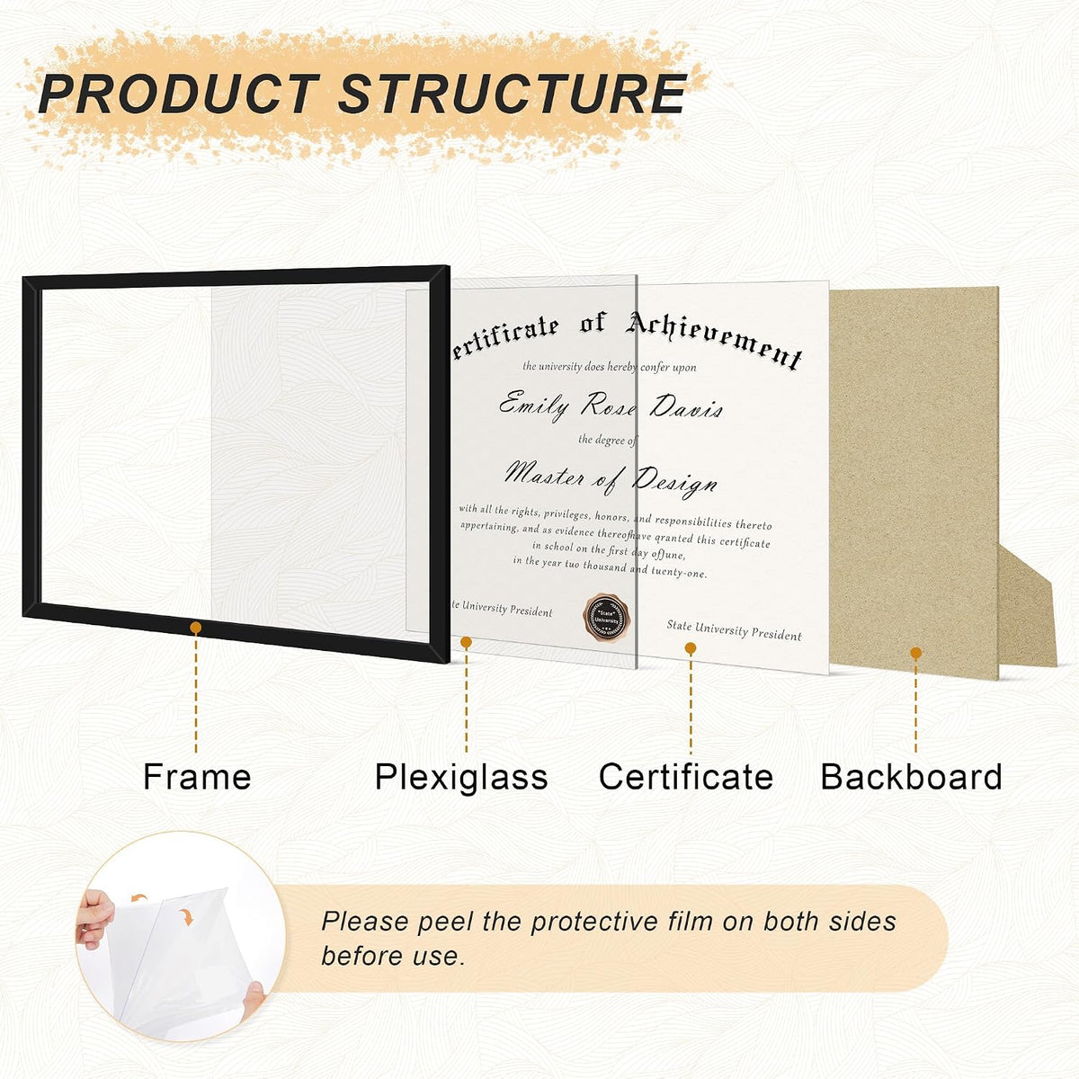 8.5x11 Picture Frame 5 Pack, Black Certificate Document Frames