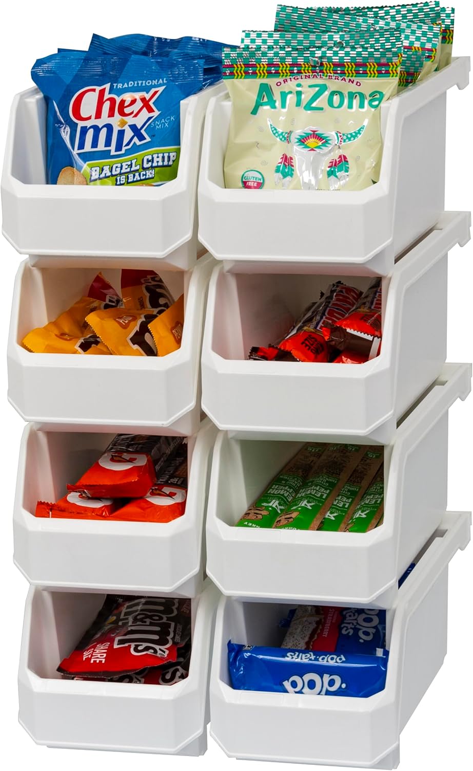 ReadySpace Medium Stackable Plastic Storage Bins, 8-Pack, White