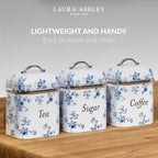 Laura Ashley China Rose Coffee Tea Sugar Container Set - Storage Canisters