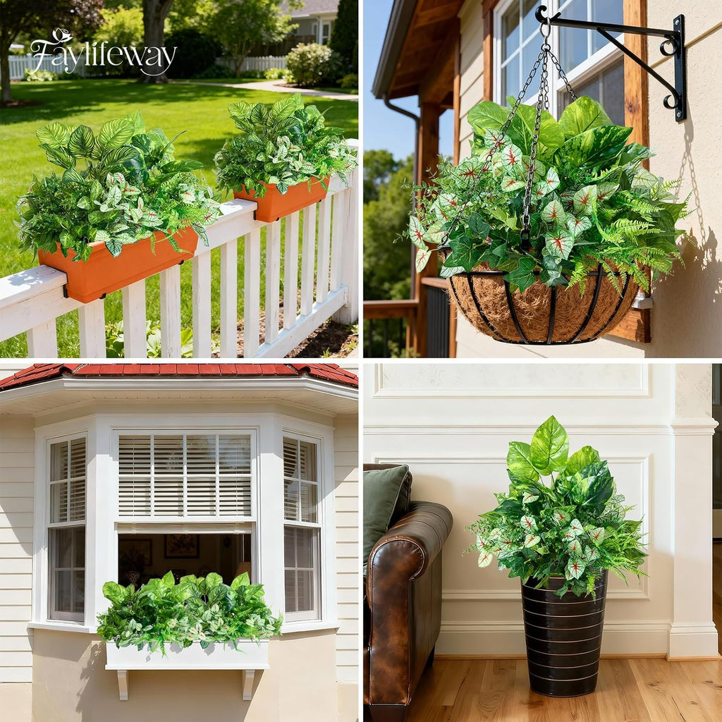 12 Bundles Artificial Plants Outdoor, UV Resistant Greenery