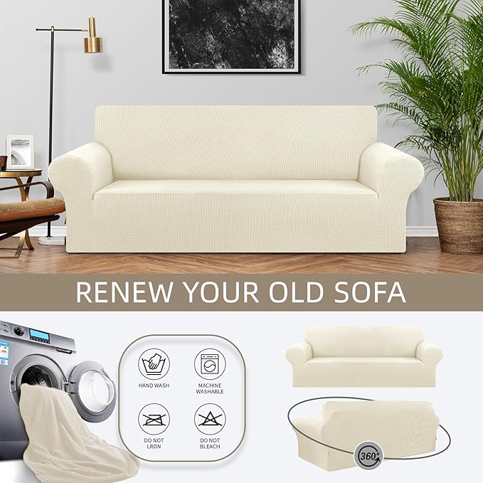 KEKUOU Stretch Loveseat Sofa Cover Slipcover, Couch Covers - Image 3