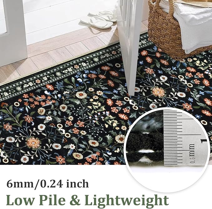 Yamaziot Washable Runner Rug 2x8 – Boho Non Slip Floral Hallway Runner Rug - Image 4