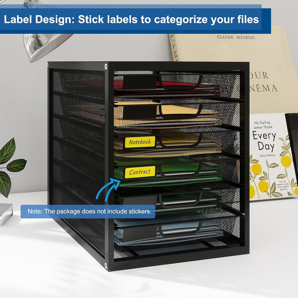 Mesh Desk Organizer with 6 Tier Sliding Drawers,Black