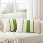 Fancy Homi Set of 1 Boho Lime Green Lumbar Decorative Throw Pillow Cover 12x20 - Image 2
