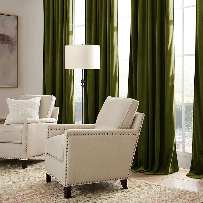 RYB HOME Green Velvet Curtains 102 inches - Image 6