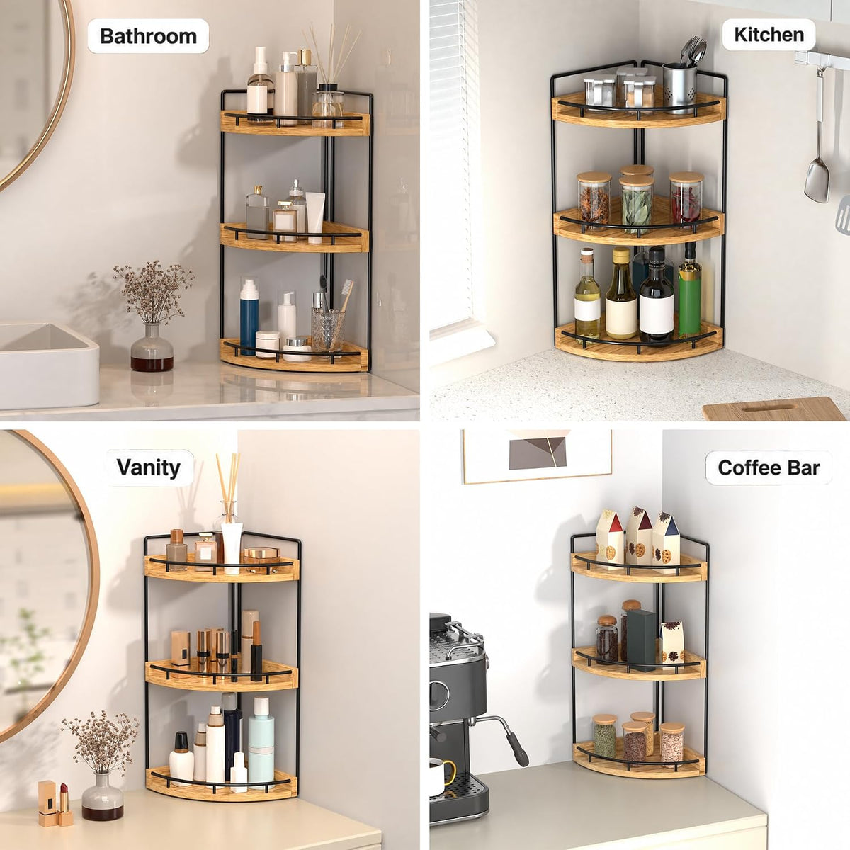 Dorhors Corner Bathroom Organizer Countertop,Vanity Counter Storage Shelf