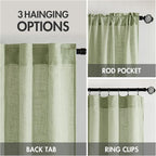 MIULEE Sage Green Linen Curtains 72 Inch Length 2 Panels - Image 3