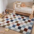 Ophanie Checkered Rainbow Rug for Living Room Bedroom, Colorful Fluffy Soft - Image 5