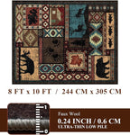 YIHOUSE Rustic Cabin Area Rug 8x10, Machine Washable Lodge Bear Rug, Non-Slip - Image 2
