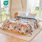 MSGKV Boho Throw Blanket 90"x90" Floral Cotton Blanket - Image 6