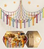 RelaxScene Stuffed Animal Storage Hammock Corner X-Large with LED Light - Baby Hammock Hanging Holder Plushies Net for Stuff Animals Organizer - Cute Room Decor Aesthetic Kids Toddler Nursery Bedroom