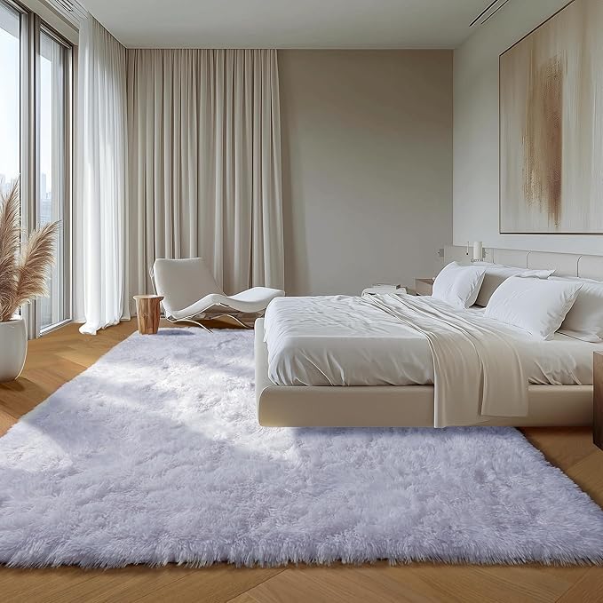 ONASAR White 8x10 Area Rugs for Living Room, Large Fluffy Shag Bedroom Rug - Image 5