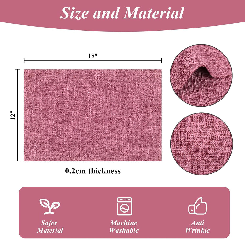 SHACOS Fabric Placemats Set of 4 Place Mats Machine Washable, Hot Pink