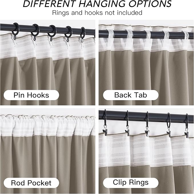 RYB HOME Taupe Velvet Curtains - Image 4