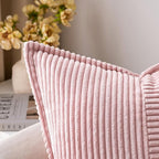 MIULEE Pink Corduroy Decorative Euro Sham Pillow Covers 24x24 Inch - Image 2