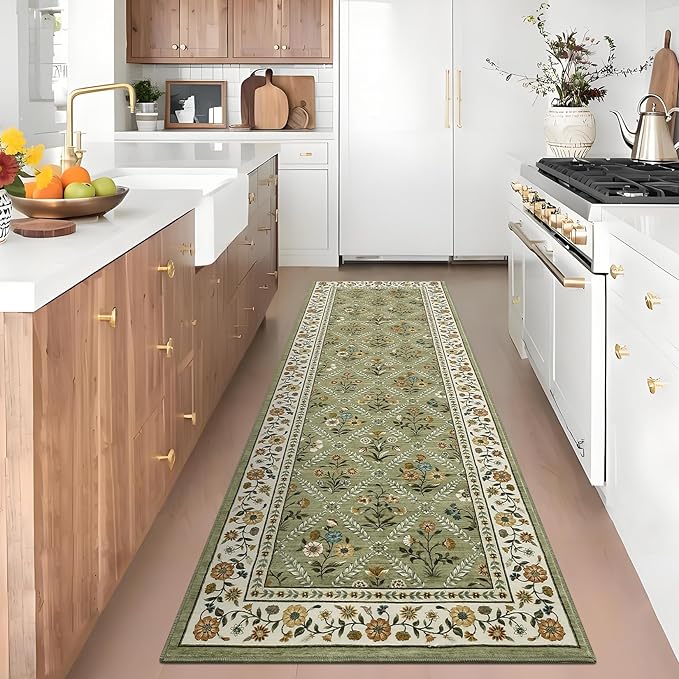 Washable Kitchen Rugs Non Slip 2x6 Hallway Runner Rug Stain Resistant Low Pile - Image 2