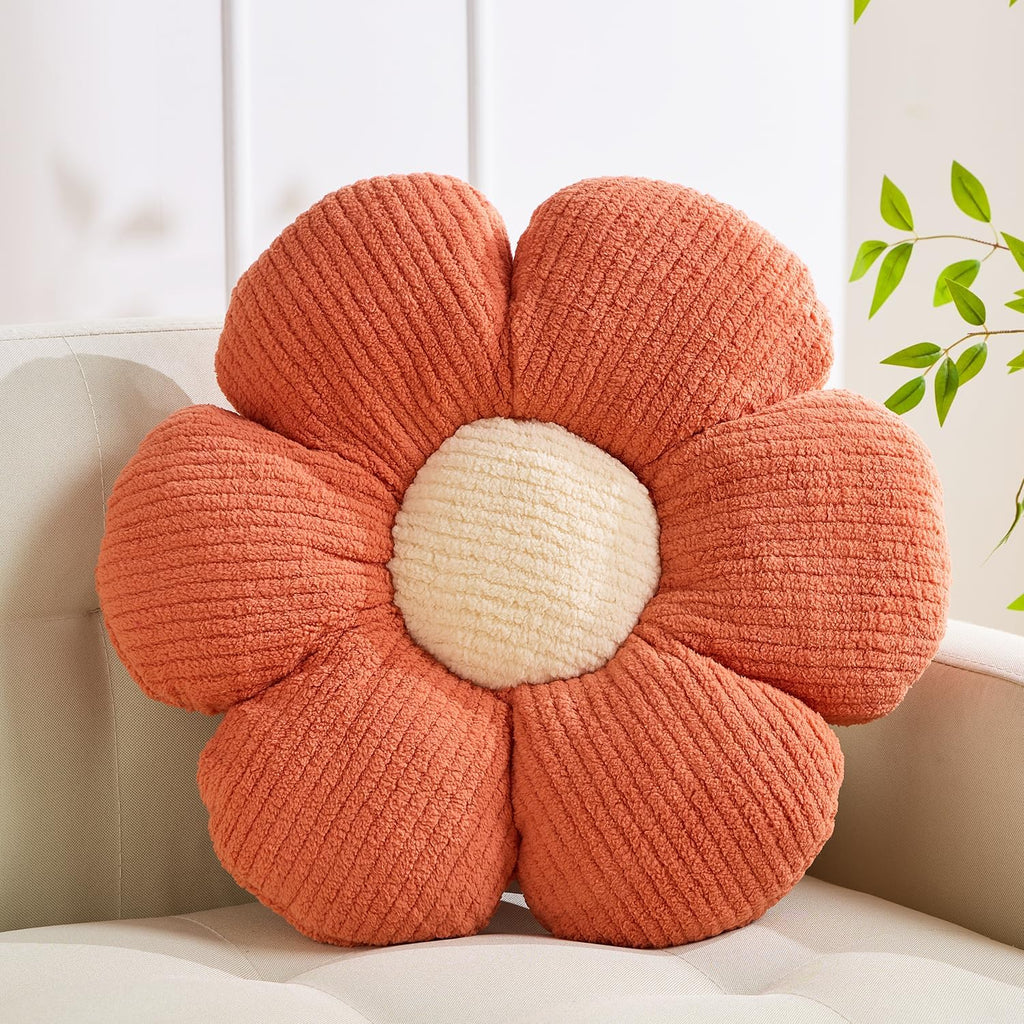 XIAIJIA Flower Pillow,Daisy Throw Pillows, Flower Cushion, Orange,15.7Inch